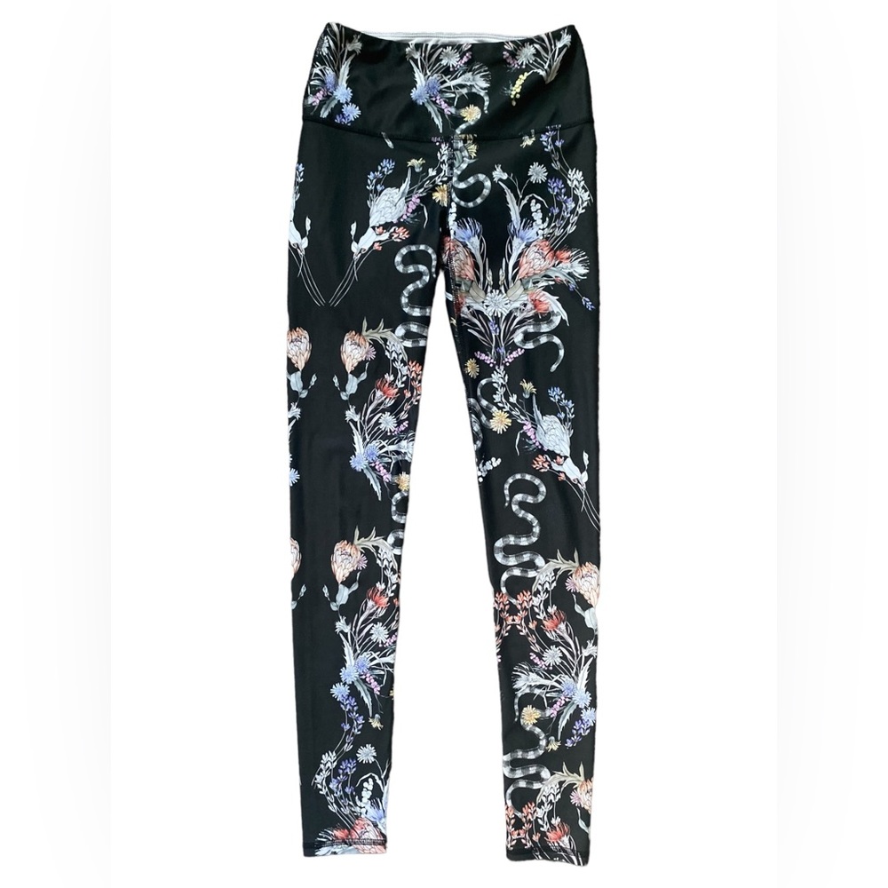Noli |‎ Small black leggings with serpent and floral pattern
